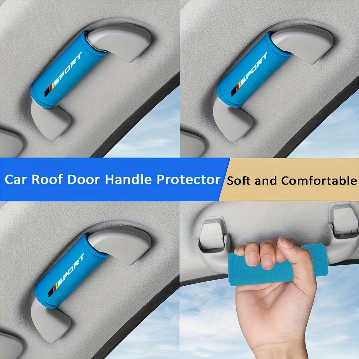 4Pcs Plush Car Interior Set Roof Door Handle Covers Armrest Protectors Polyester