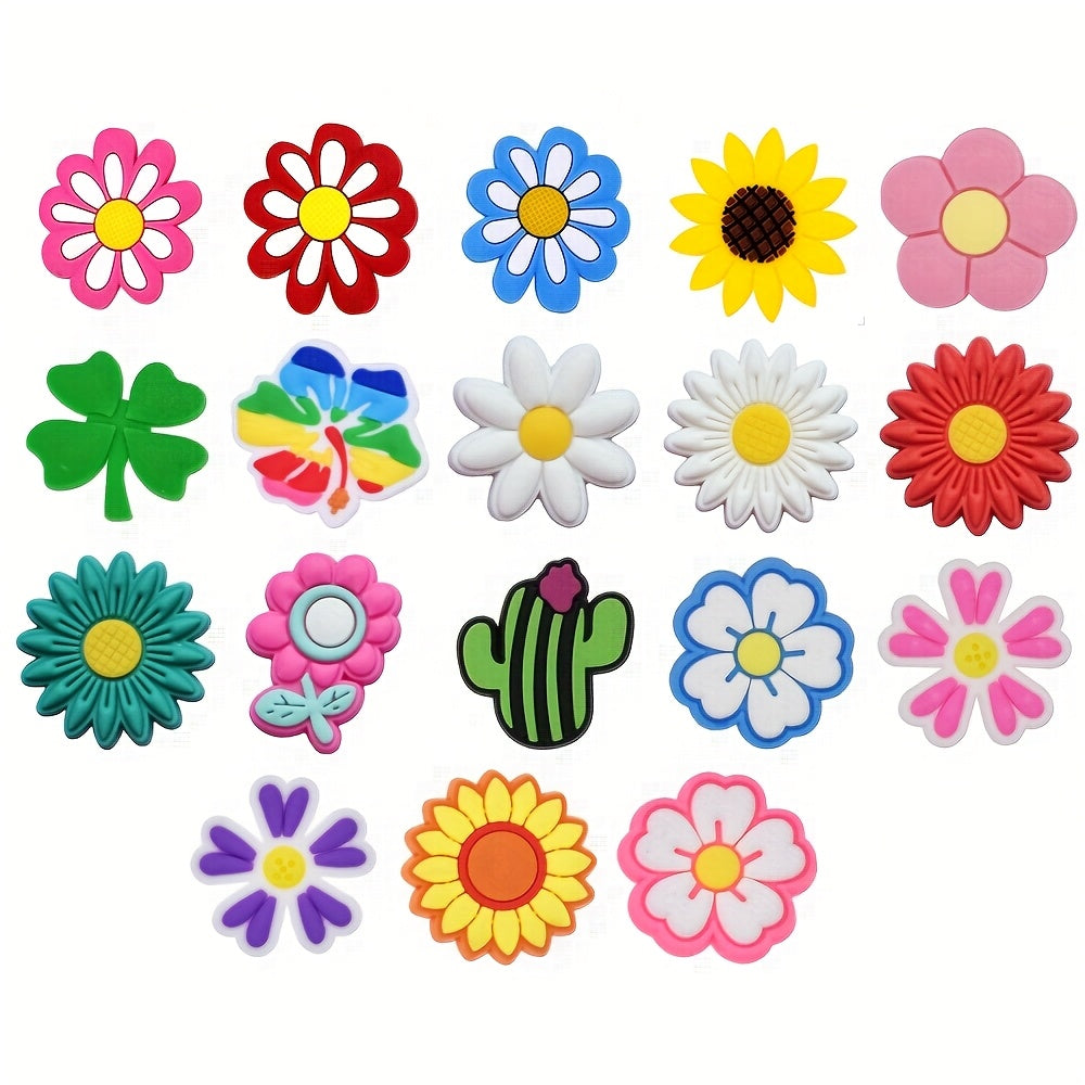 Women Shoe Charms 15/18/20pcs Soft Plastic Flower Sun Garden Accessories