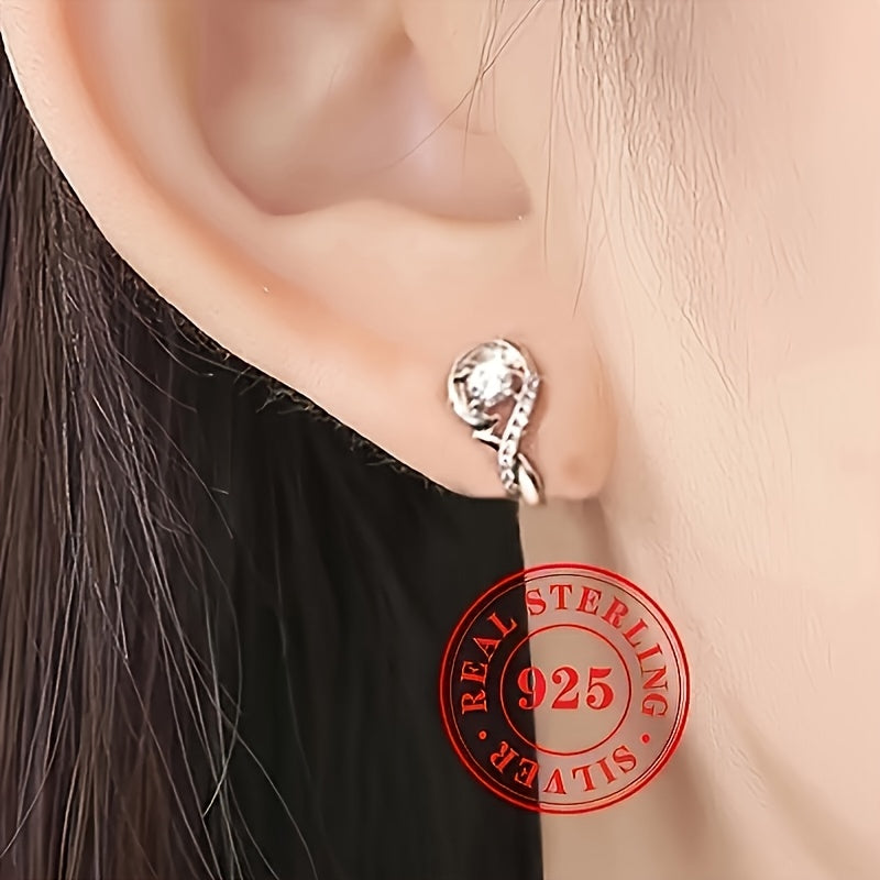 925 Silver Hoop Earrings with Zirconia Hypoallergenic for Weddings Parties and Daily Wear