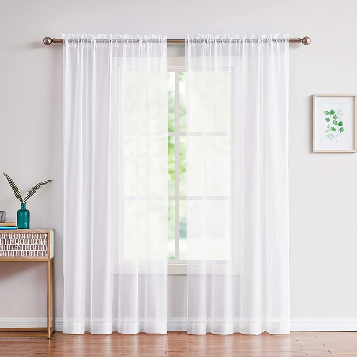 Cortinas de gasa blancas ligeras para sala de estar y dormitorio, transparentes, para barra
