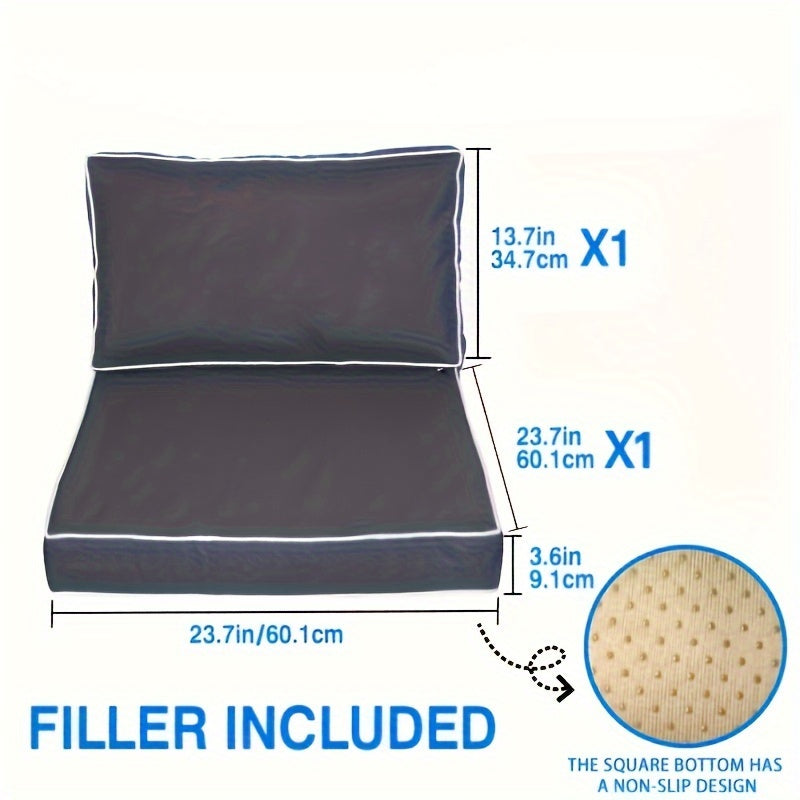 Waterproof Deep Seat Cushion with Zippered Backrest 60.96x60.96x10.16 cm Indoor Outdoor