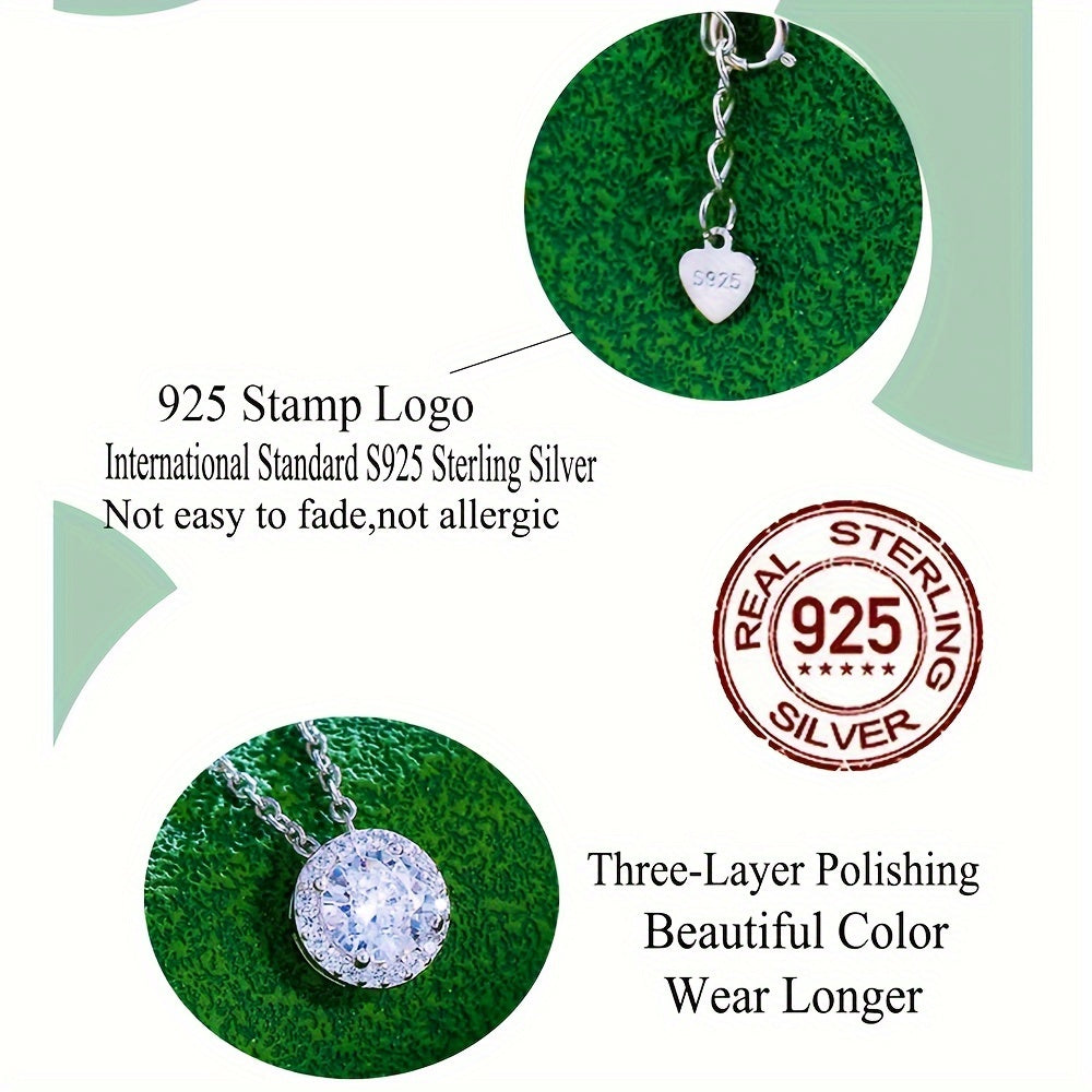 Women's Jewelry Set Necklace and Stud Earrings Sterling Silver Cubic Zirconia