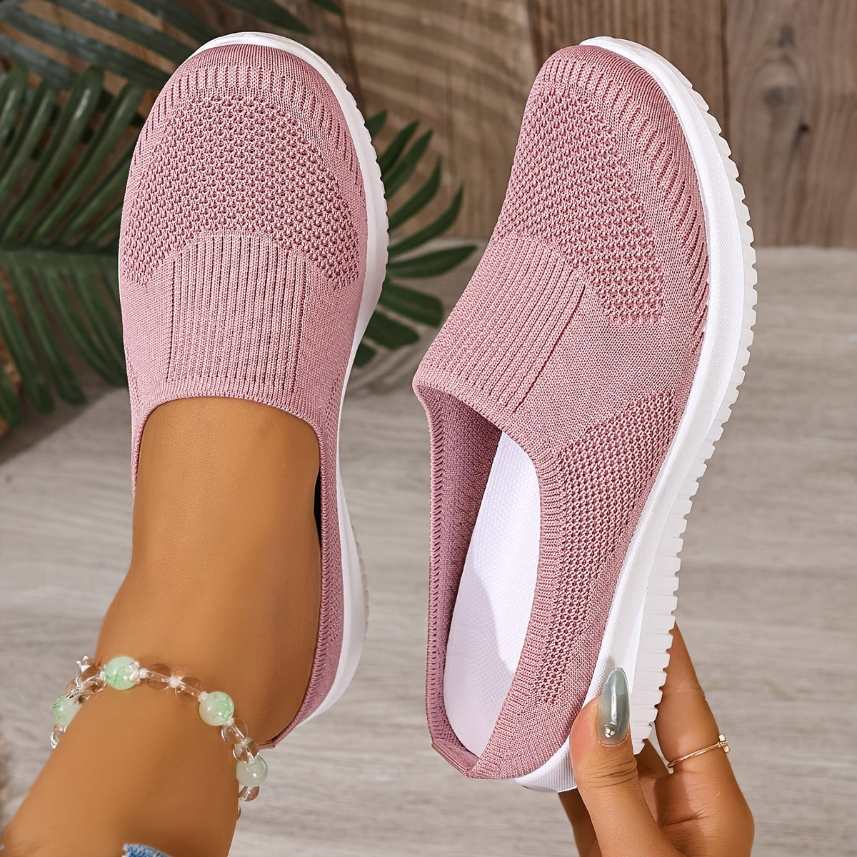 Women Slip-On Walking Sneakers Soft Sole Non-Slip Black Casual Shoes