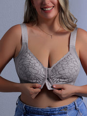 Plus Size Floral Lace Bralette for Women Full Support Breathable Knit Fabric No Padding