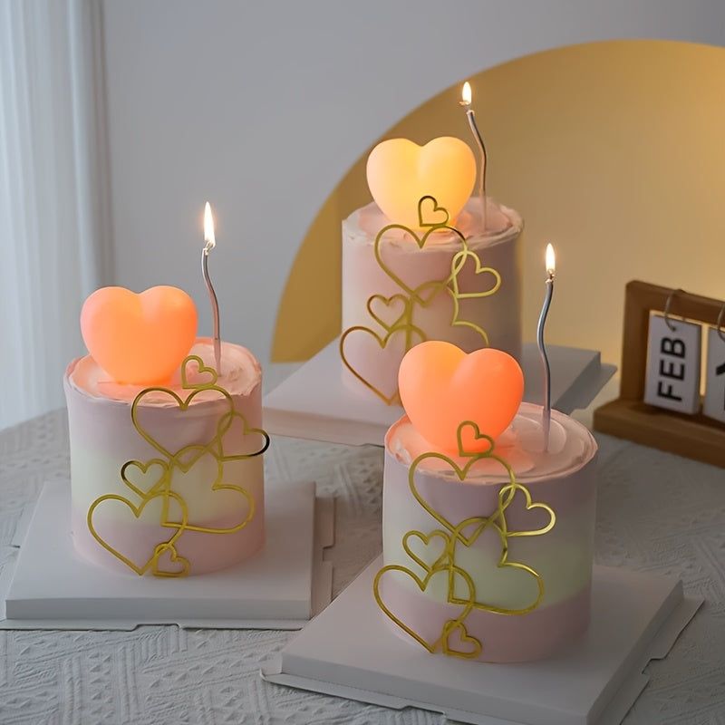 Pink Heart Desk Lamp with Toggle Switch Battery Powered for Bedroom and Decor