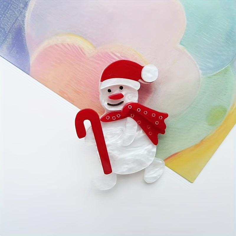 Set of Acrylic Snowman Brooch Pins Christmas Themed Holiday Accessories