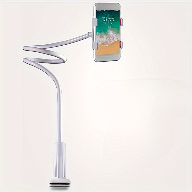 Регулируемая подставка для телефона и планшета с гибким 71,98 см рукояткой, двойным зажимом, вращающимся на 360°, спиральной пластиковой основой, идеально подходит для прямых трансляций, просмотра ТВ и ленивого использования на столе или у кровати