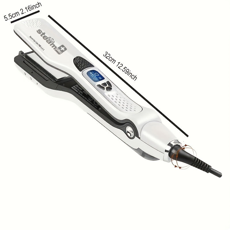 Planchas de pelo profesionales de vapor con placas de cerámica, tecnología iónica, temperatura ajustable, doble voltaje