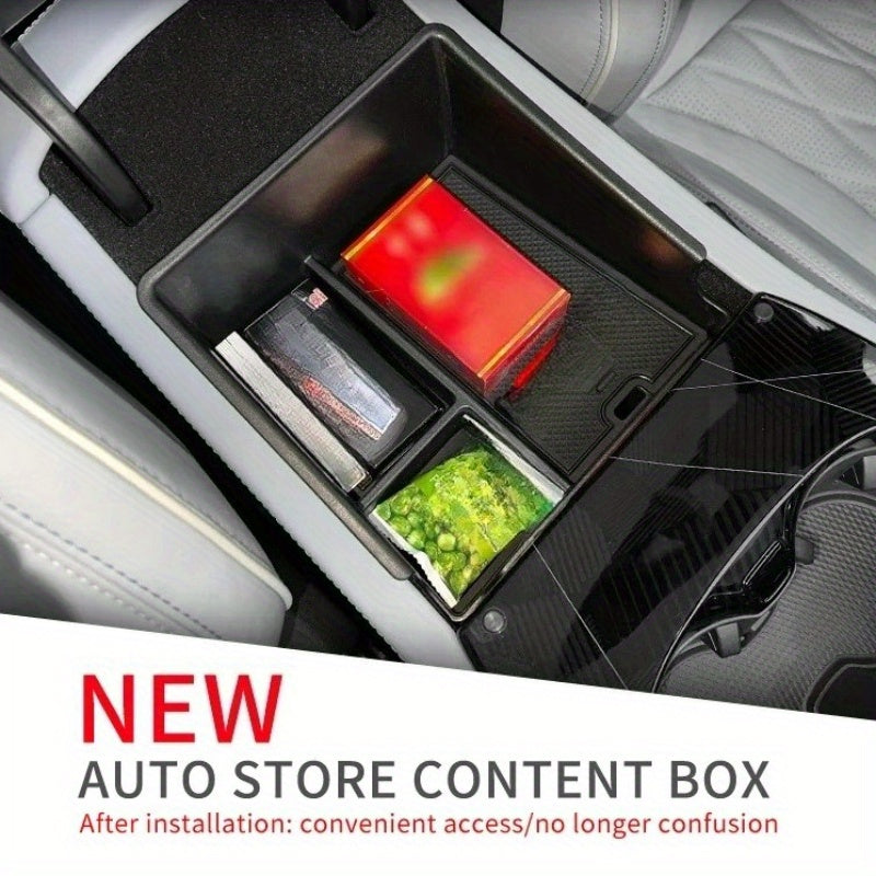 Center Console Armrest Storage Box for EV Black Tidy Organizer
