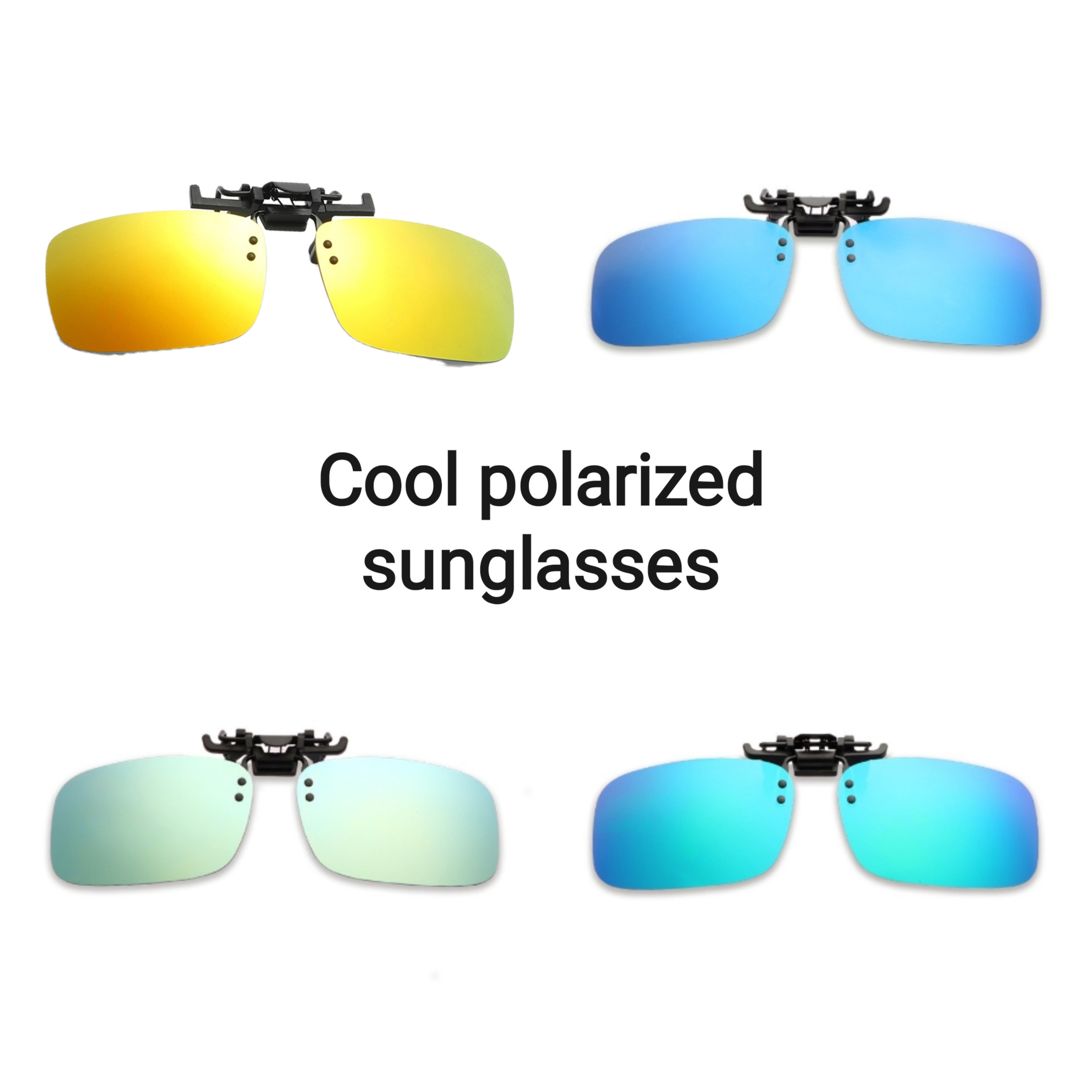Set of 4 Polarized Rectangular Clip-On Sunglasses for Men Driving