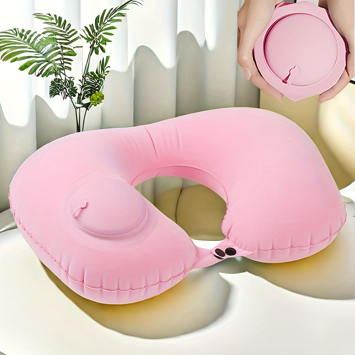 Inflatable Travel Neck Pillow for Office Airplane Train Comfort