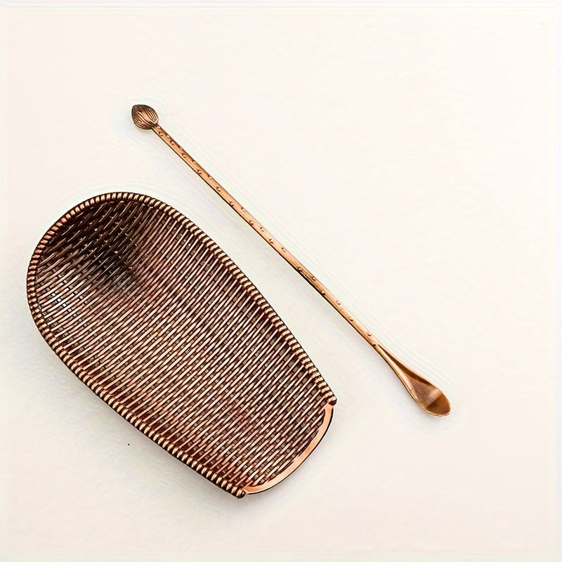 Set de accesorios para té Matcha con acabado en cobre, cucharas de té con patrón de loto y herramientas de Kung Fu