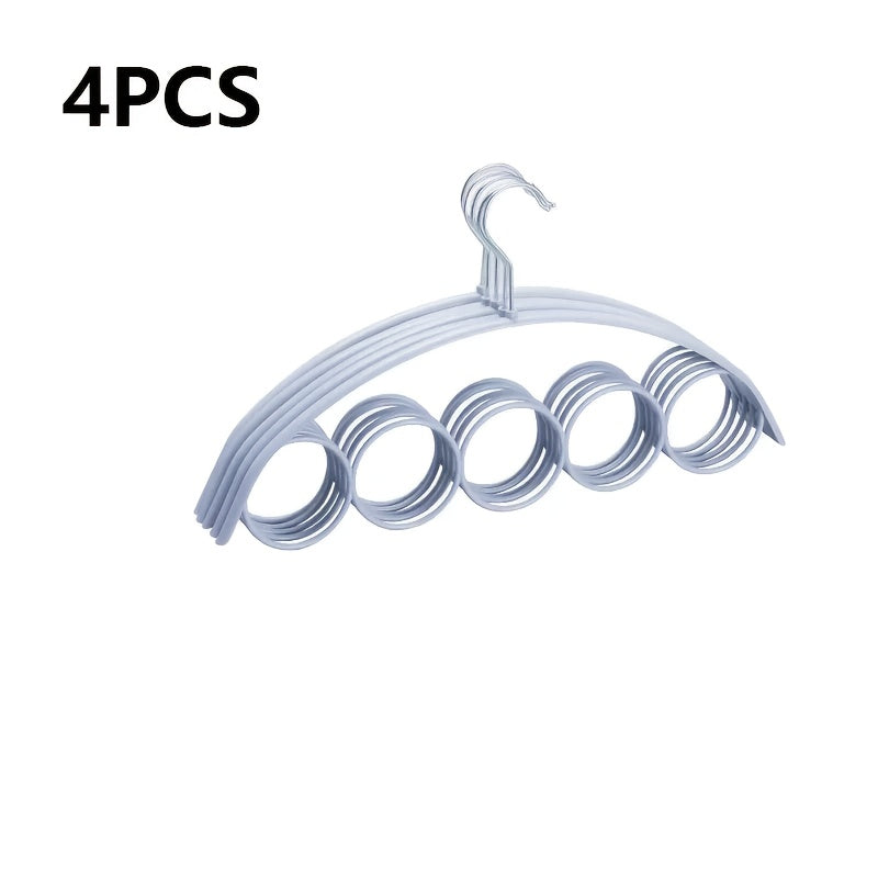5-Ring Scarf Rack Wardrobe Organizer with Nordic Design and Plastic Hangers