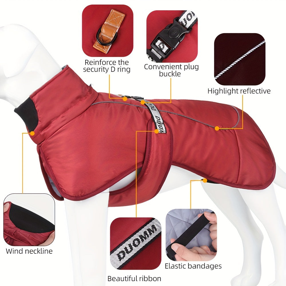 Waterproof Windproof Dog Jacket with Fleece Lining for Small to Large Breeds