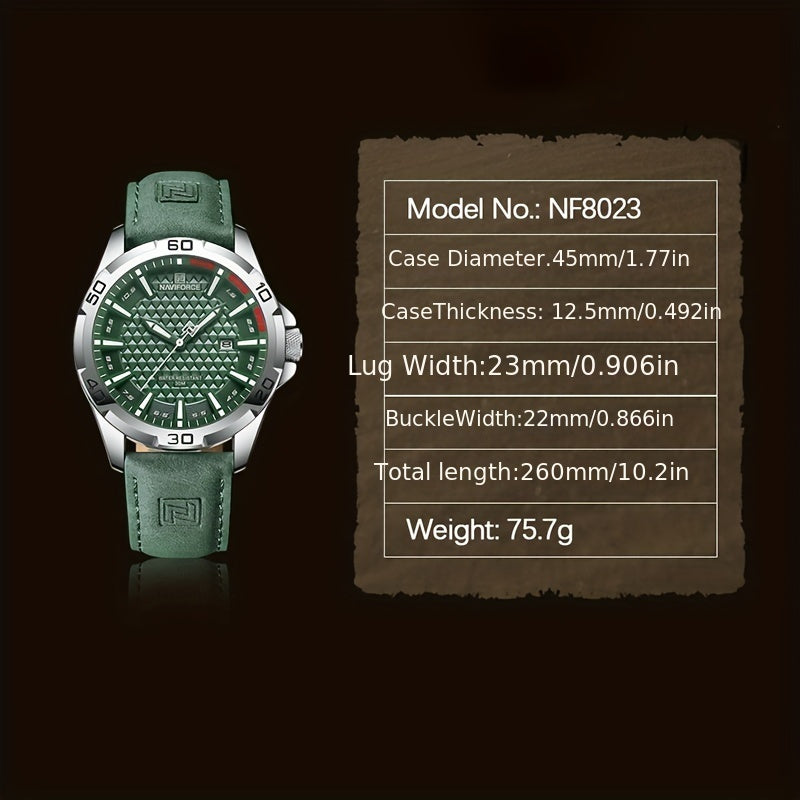 Men's Quartz Sports Watch with Faux Leather Strap and Round Zinc Alloy Case