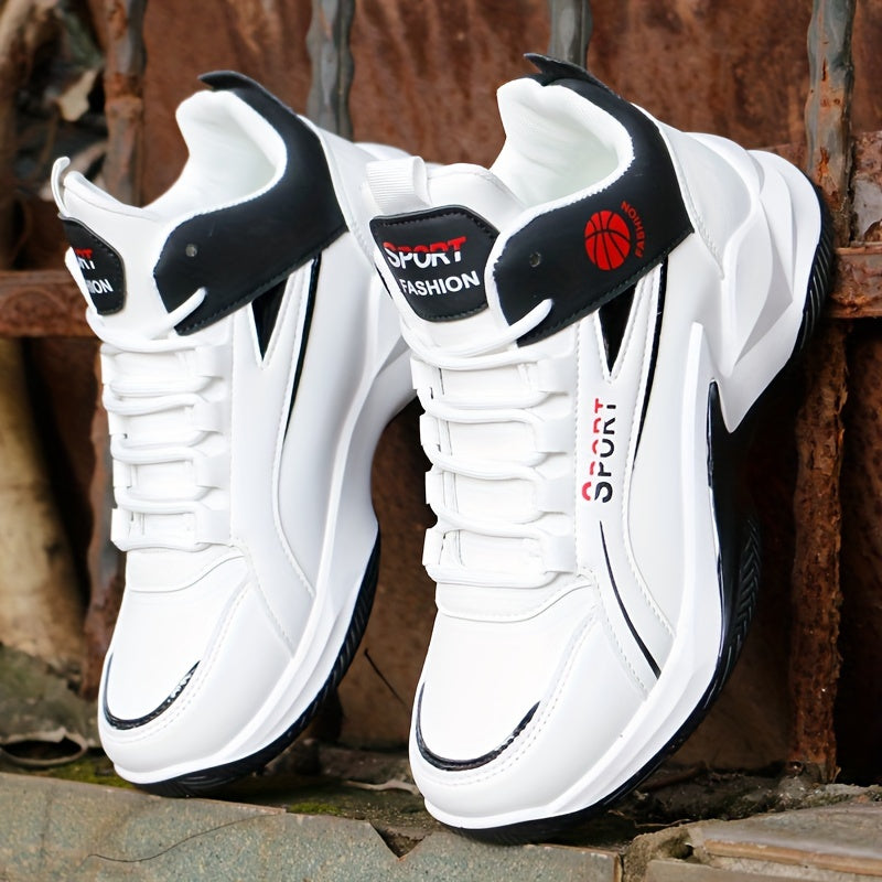 Men's High Top Basketball Shoes Microfiber Synthetic Leather Non-Slip Sole Casual Sneakers