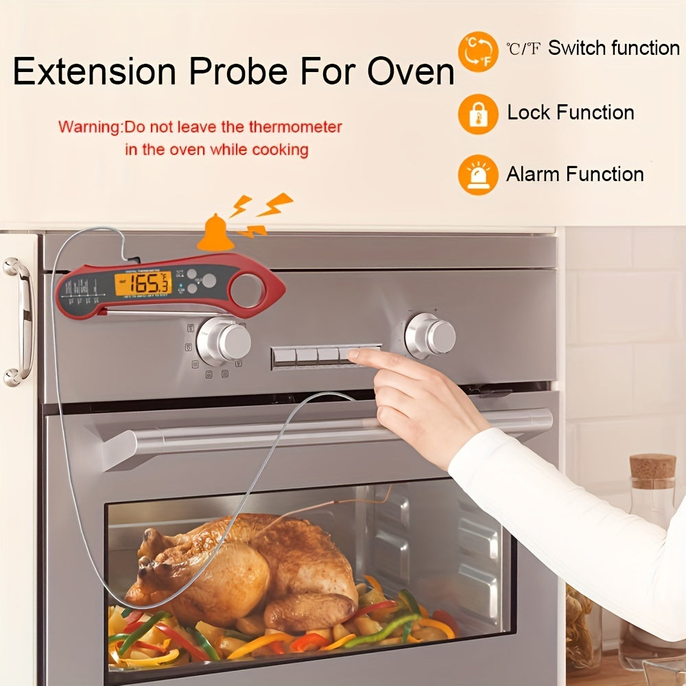 Multi-Function Kitchen Thermometer Dual Probes Backlit Display Sound Alarm