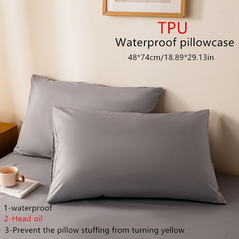 Waterproof Polyester Pillowcases Set, Oil-Resistant, Machine Washable
