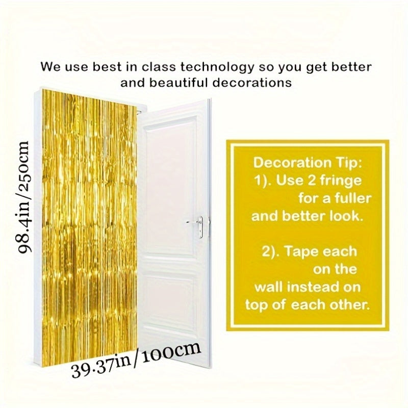 Cortinas de papel de aluminio con flecos morados 8.2x3.25 pies decoraciones para fiestas para vacaciones y eventos