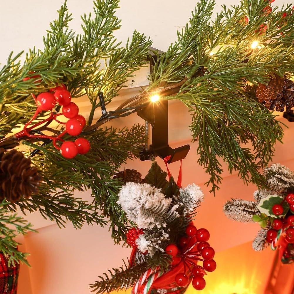 Регулируемые прочные металлические вешалки для гирлянд и носков - набор из 2 штук, держатели для каминной полки с двойными крючками для украшения Рождества, Нового года, Рамадана, выпускного сезона - сверло не требуется