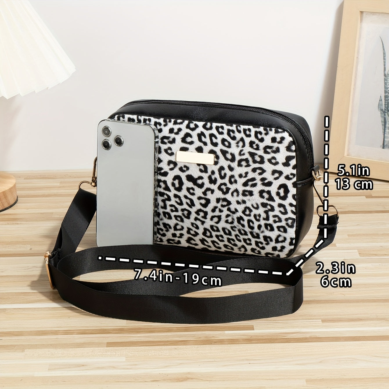 Women's Small Square Shoulder Bag Leopard Print PU Casual Crossbody for Going Out and Office