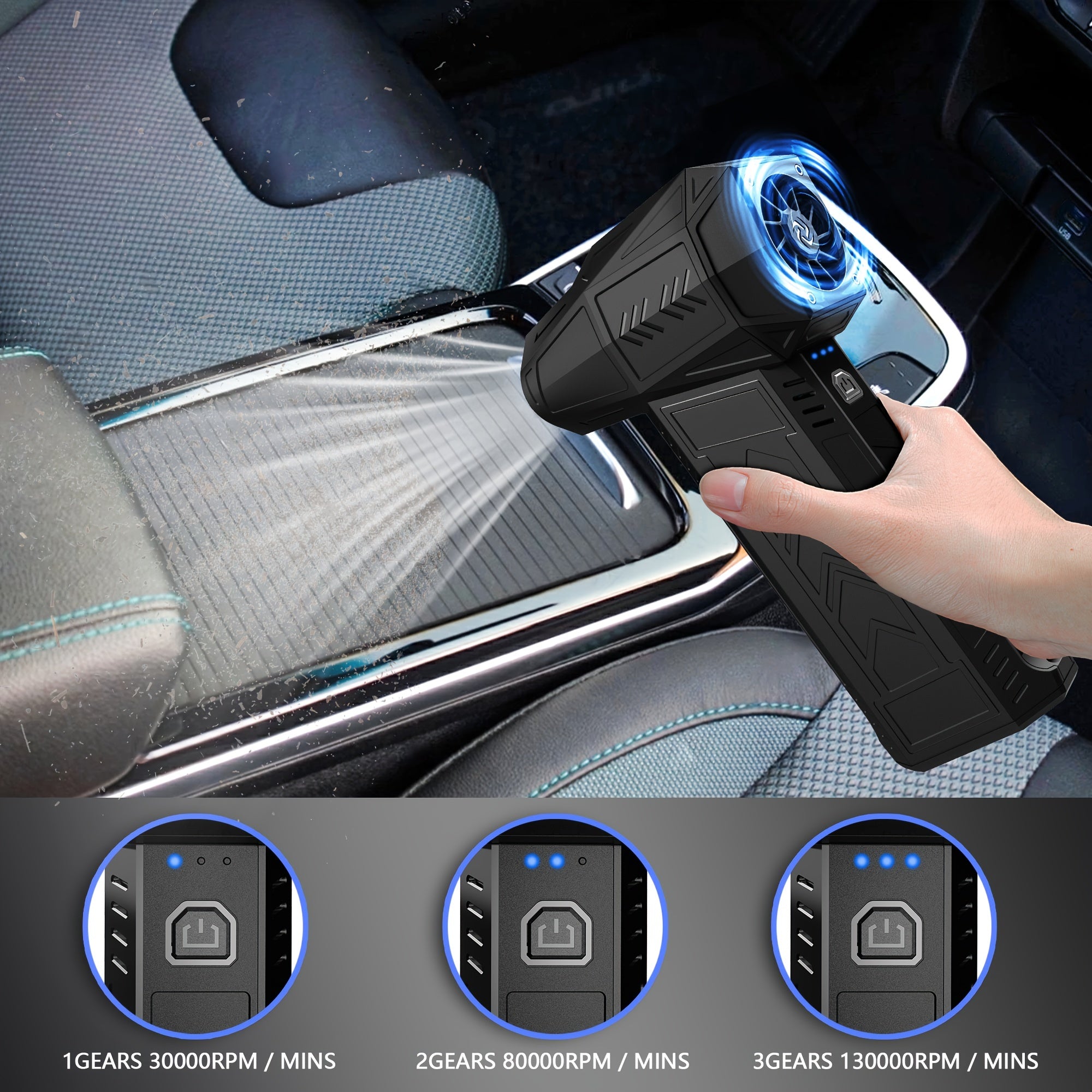 Портативный турбореактивный вентилятор-воздуходувка с высокой скоростью USB для сушки автомобиля, кемпинга