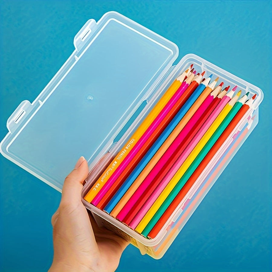 Large Capacity Transparent Plastic Pencil Cases for School Office Supplies