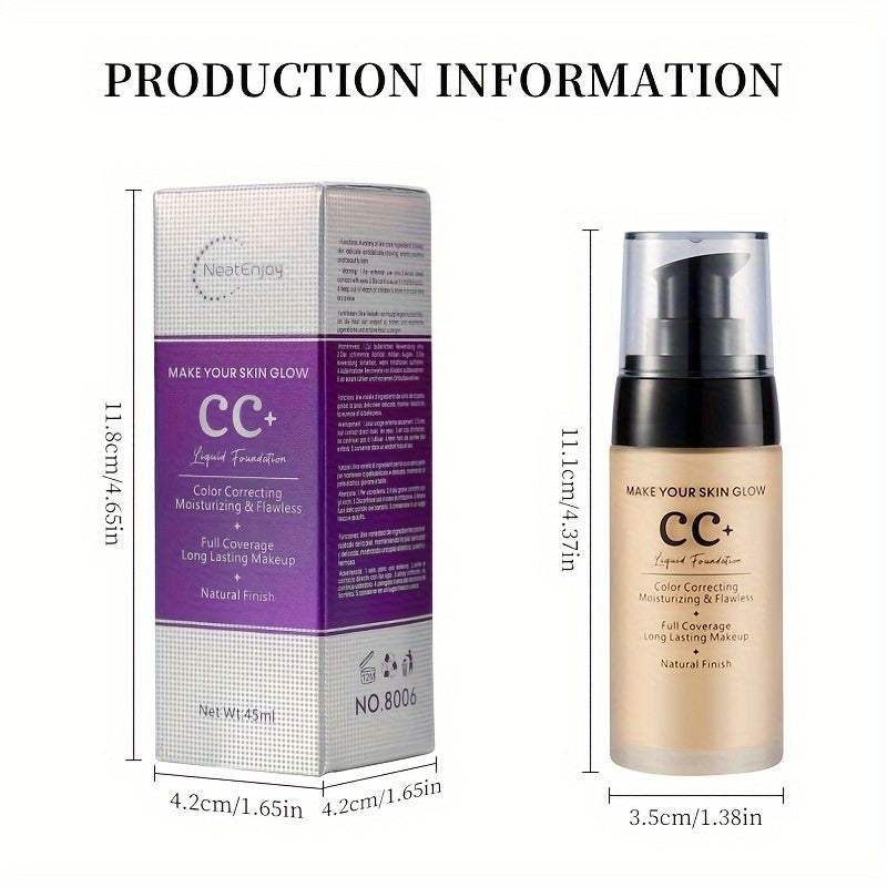 NeatEnjoy SPF 50 CC Kreml Asos - Suvga chidamli, uzoq muddatli makiyaj, namlantiruvchi concealer, UV himoyasi, formaldegiddan xoli, 45ml, barcha teri turlari uchun mos