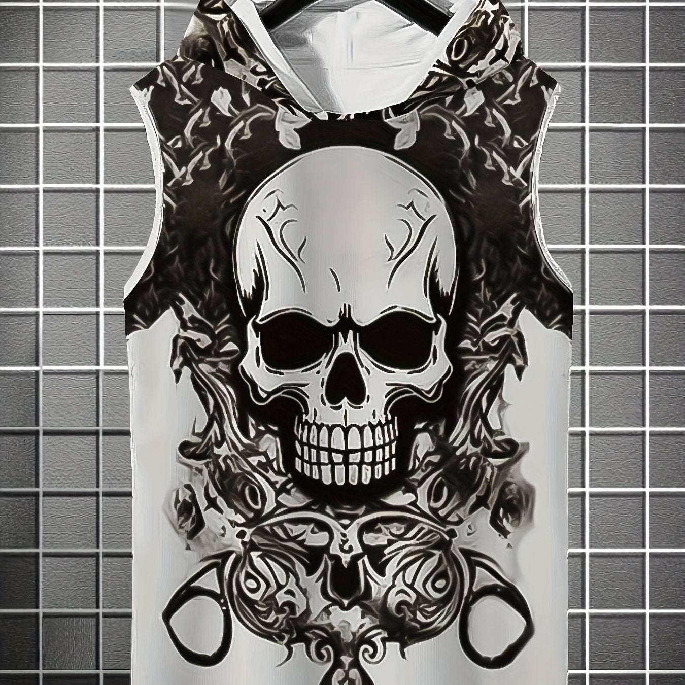 Summer Printed Sleeveless Sports Vest with Hood for Men and Women