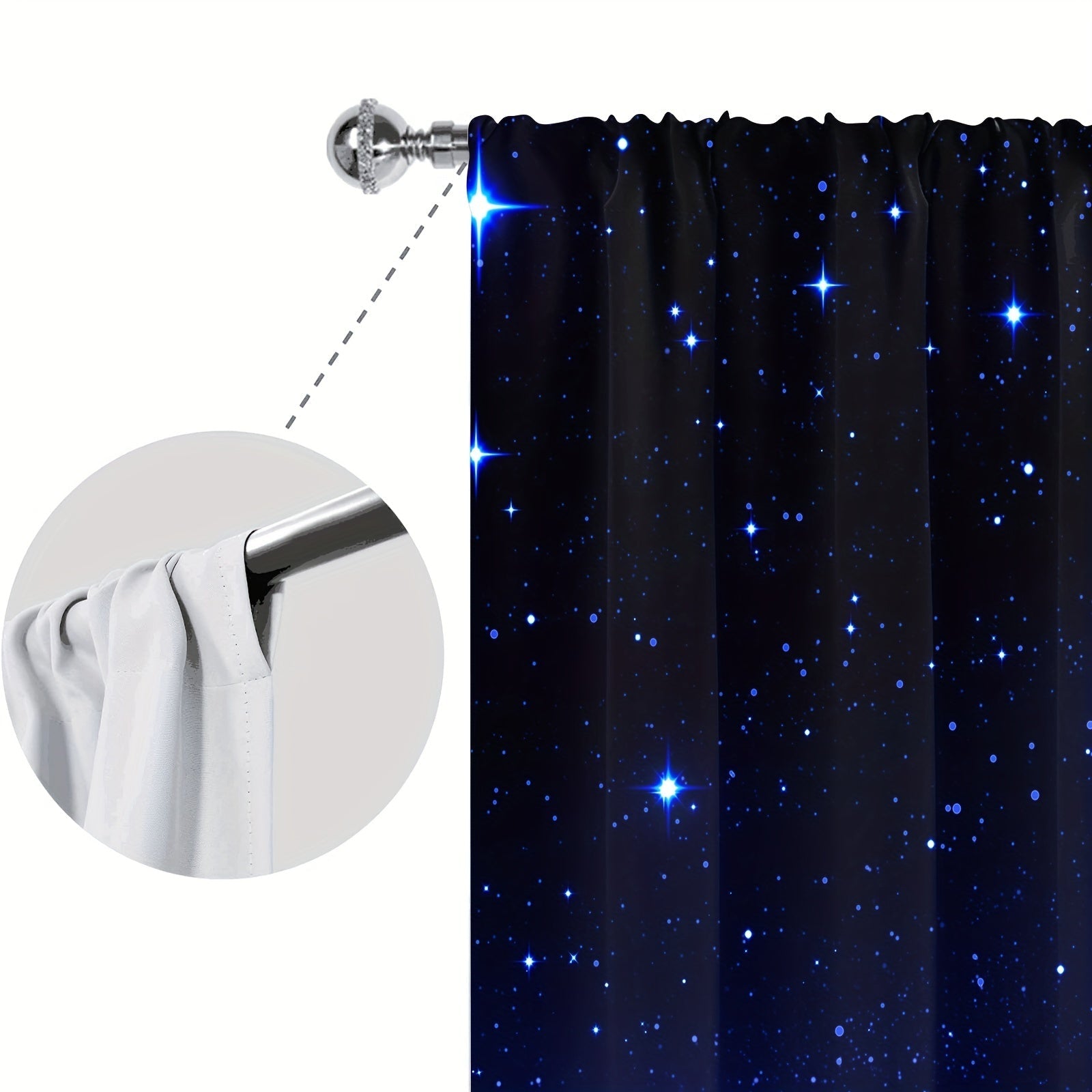 Starry Sky Galaxy Window Curtains with Star Pattern for Bedroom Living Room and Kitchen