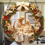 Waterproof Transparent Acrylic Holy Family Nativity Scene for Hanging Home Garden Christmas Decor