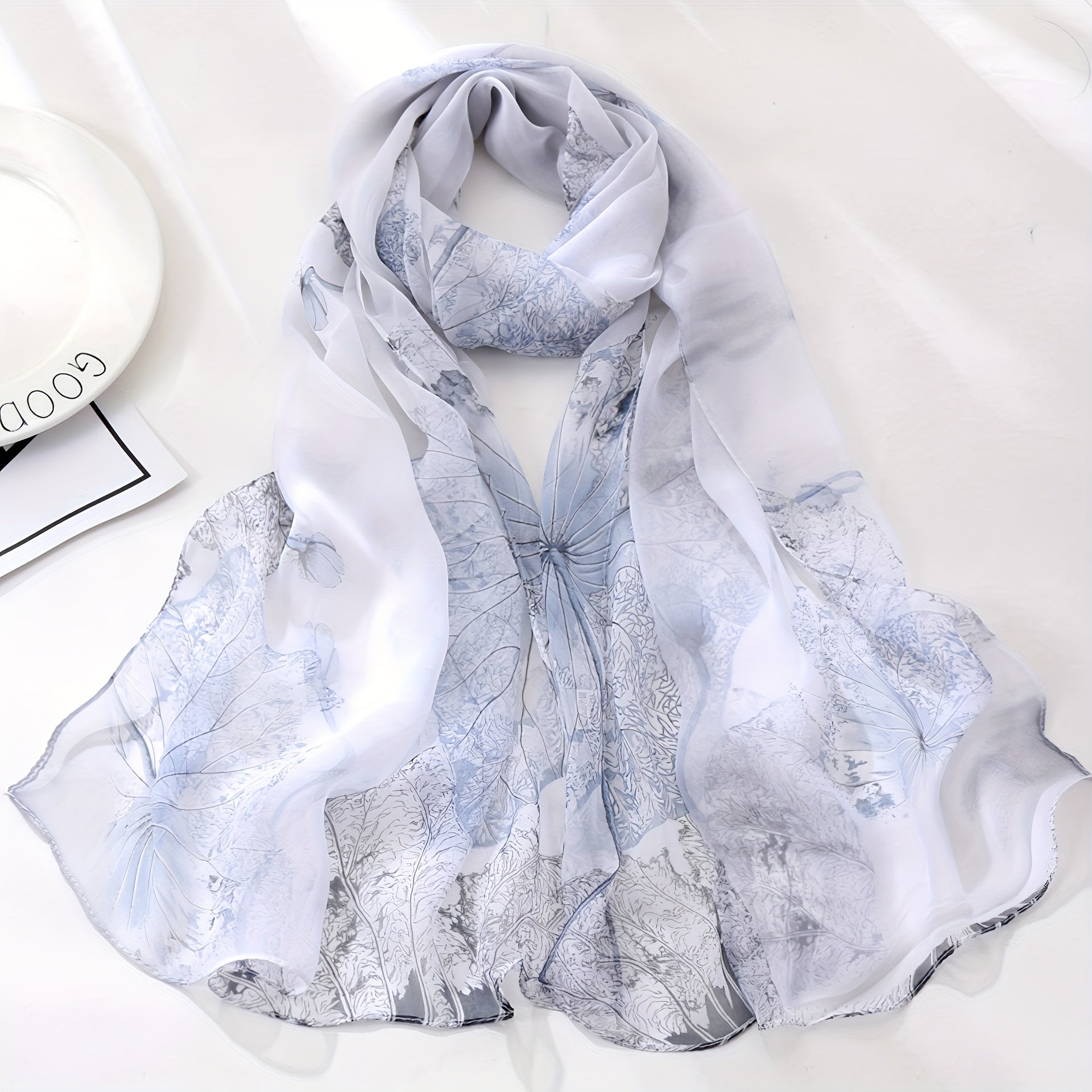 Women's Silk Scarf with Peony Design for Spring and Summer