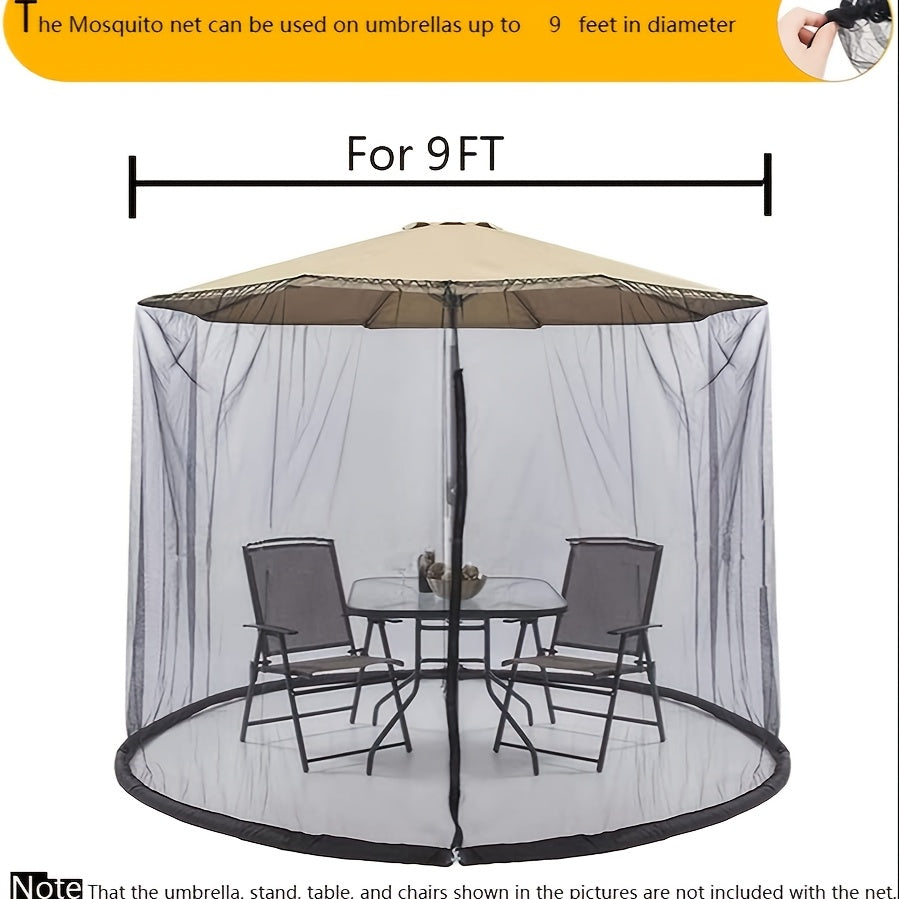 Mosquito Net for Patio Umbrella with Zipper Door Black 3.35m Outdoor Mesh Screen
