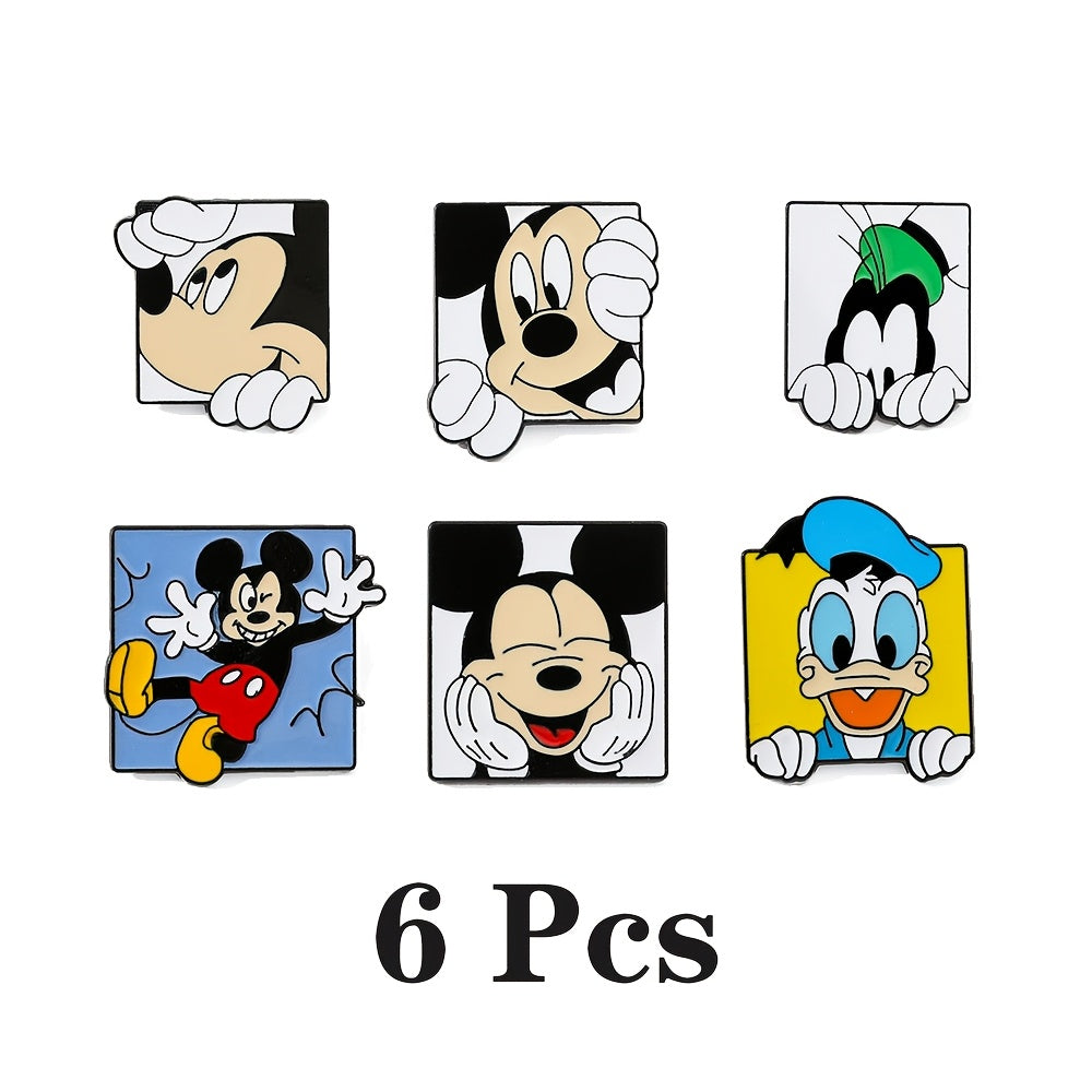 Set of 6 Animal Enamel Brooch Pins Cute Minimalist Alloy Badge for Clothing Backpack