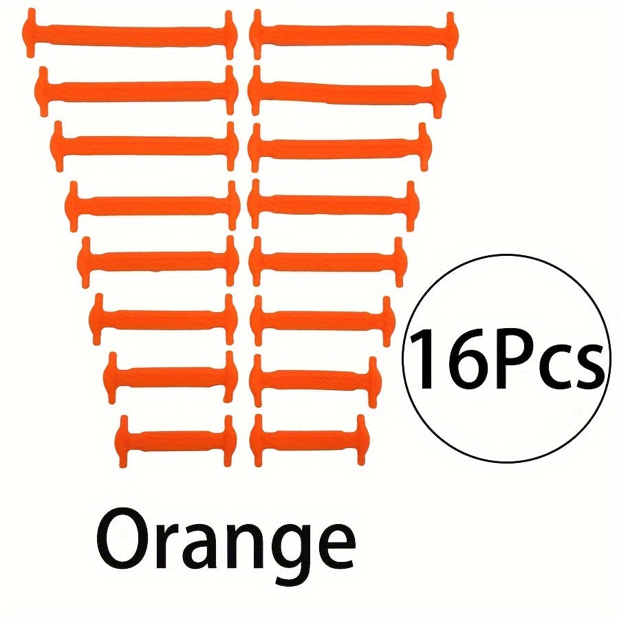 Unisex Stretchy Silicone Lazy No Tie Shoe Laces Flat Elastic Shoe Ties 16 Pack