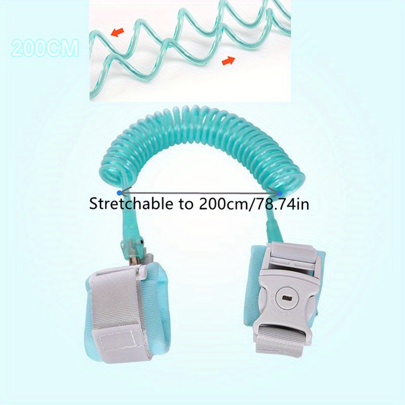 Kids Safety Wrist Strap Blue TPU Anti-Lost Walking Harness Adjustable Cord for Active Children