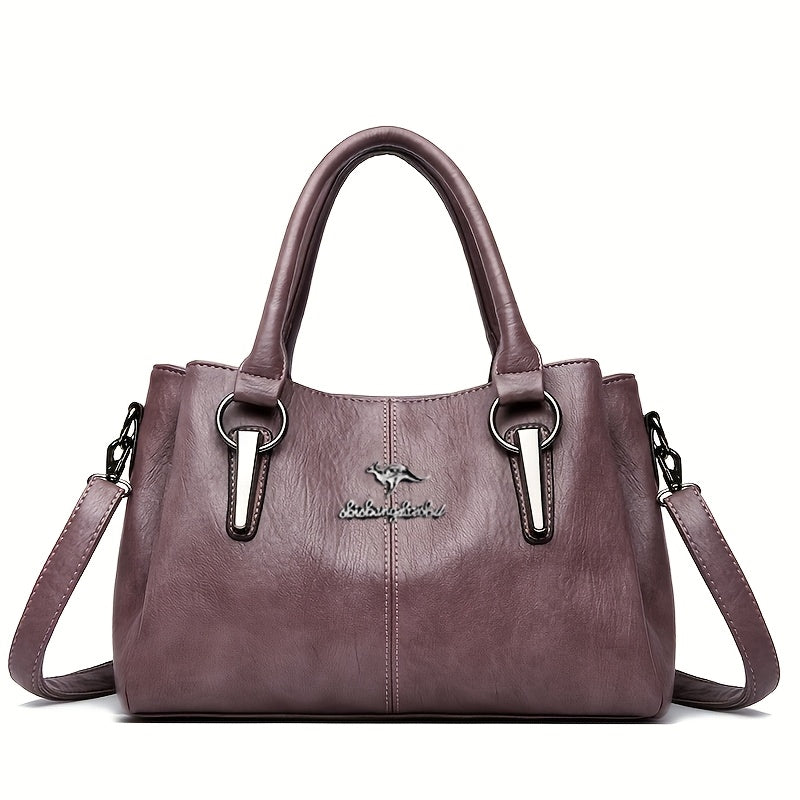 Black Tote Bag for Women with Detachable Strap and Starfish Embossed Design Large Capacity for Shopping and Daily Use