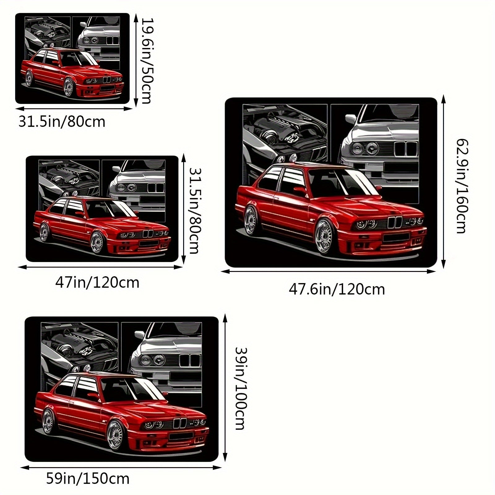 Racing Car Pattern Area Rug Non-Slip Machine Washable Bedroom Floor Mat