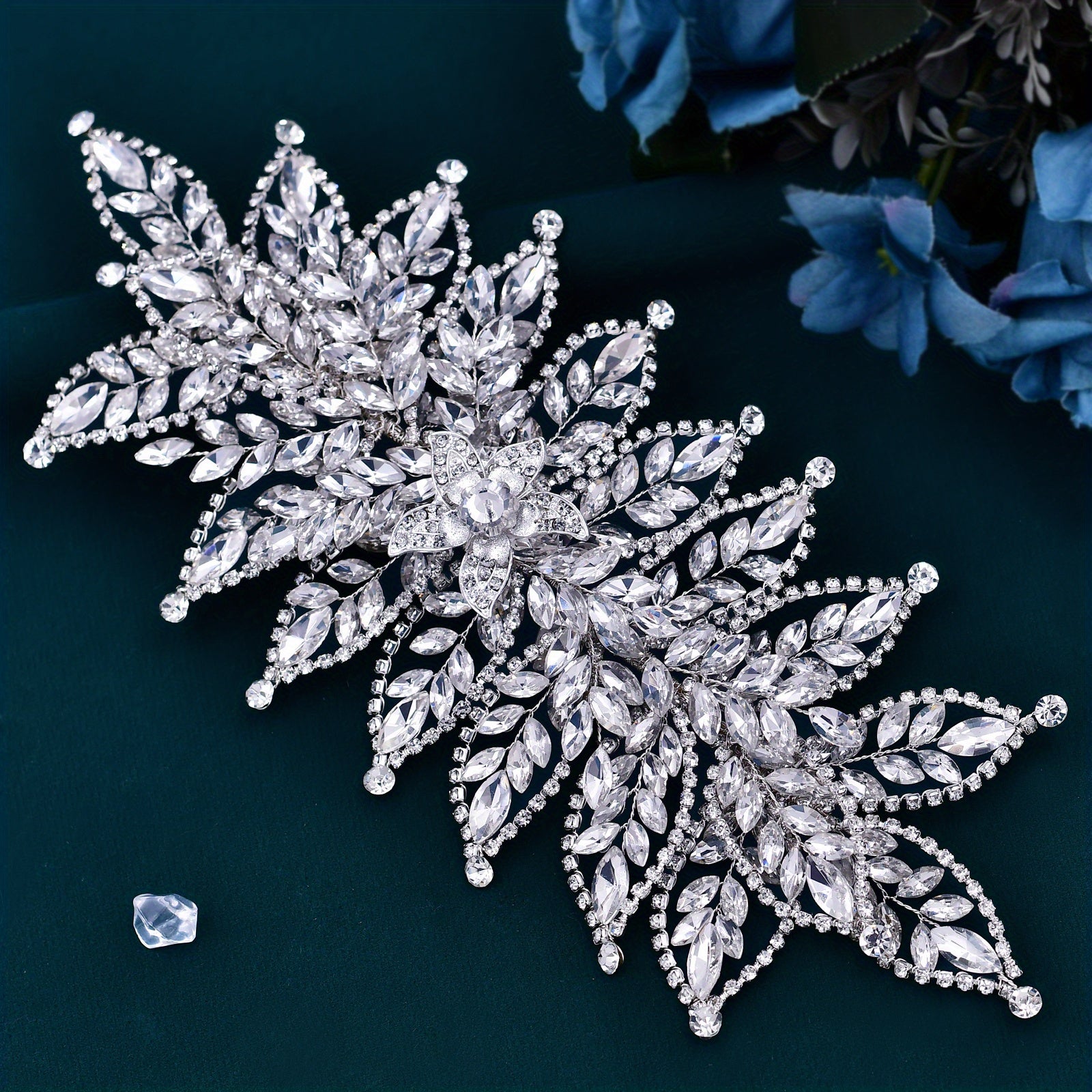 Women's Wedding Hair Band Rhinestone Flower Leaf Design Bridal Hair Accessory