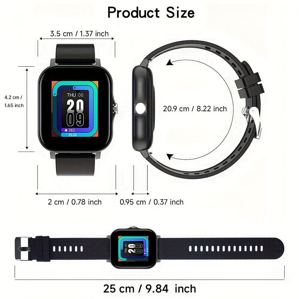 Sports Smart Watch 3.66cm Digital Display Wireless Calling Sports Modes Sedentary Reminder Weather Message Alerts Stainless Steel Square Case