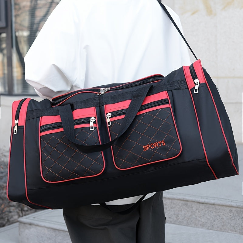 Katta cho'ntaklari bo'lgan erkaklar uchun keng sumka, sayohat va kiyim saqlash uchun ideal.