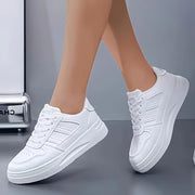Plus Size White Low-Top Sneakers for Women Casual All-Season