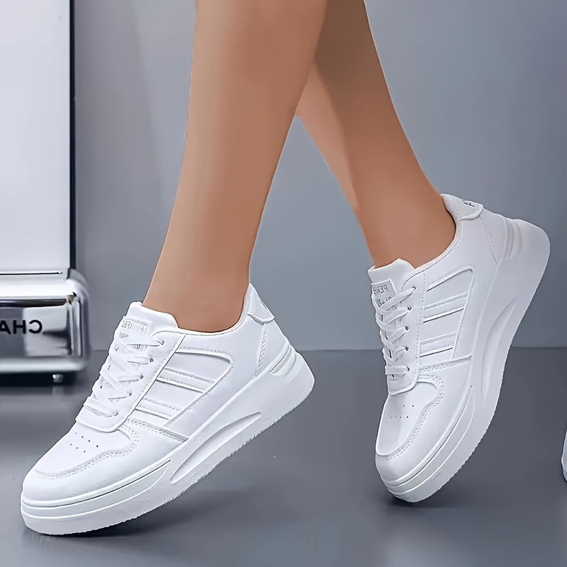 Plus Size White Low-Top Sneakers for Women Casual All-Season