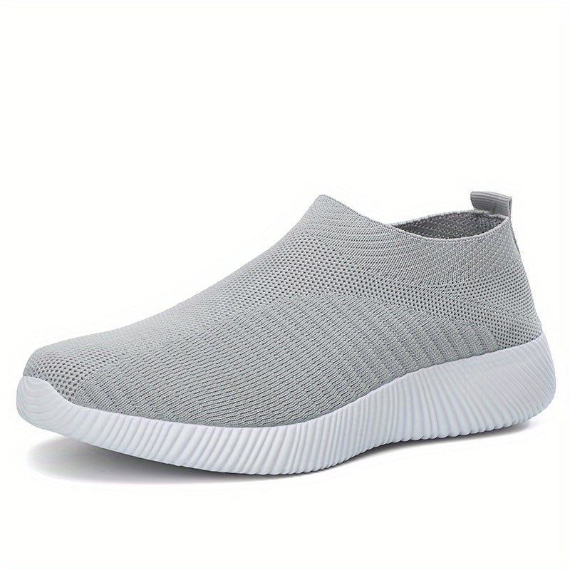 Ayollar uchun kundalik nafas oladigan slip-on sport poyabzali, bir rangda yurish uchun