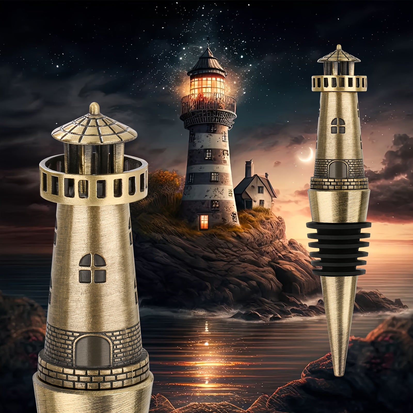 Nautical Lighthouse Wine Stopper Champagne Saver Gift for Pharos Lovers