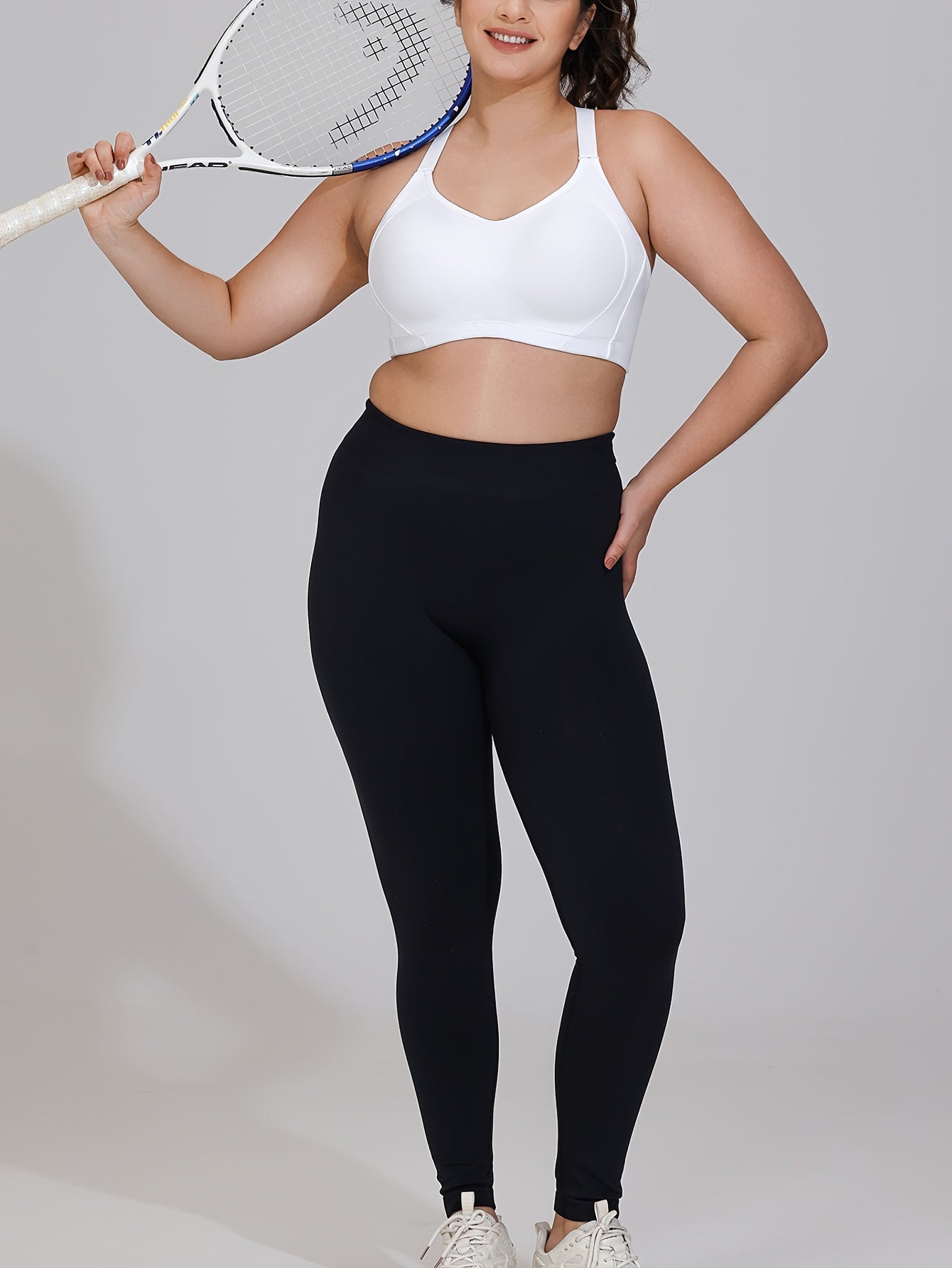 Women's Plus Size High Support Sports Bra Adjustable Cross-Back Breathable Running Fitness