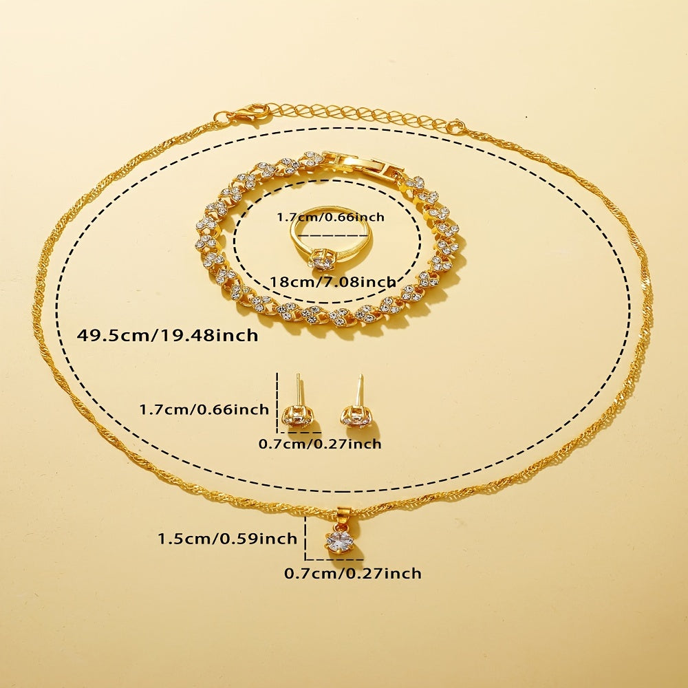 Women’s Luxury Rhinestone Quartz Watch Set with Jewelry Gift Box for Mom or Her