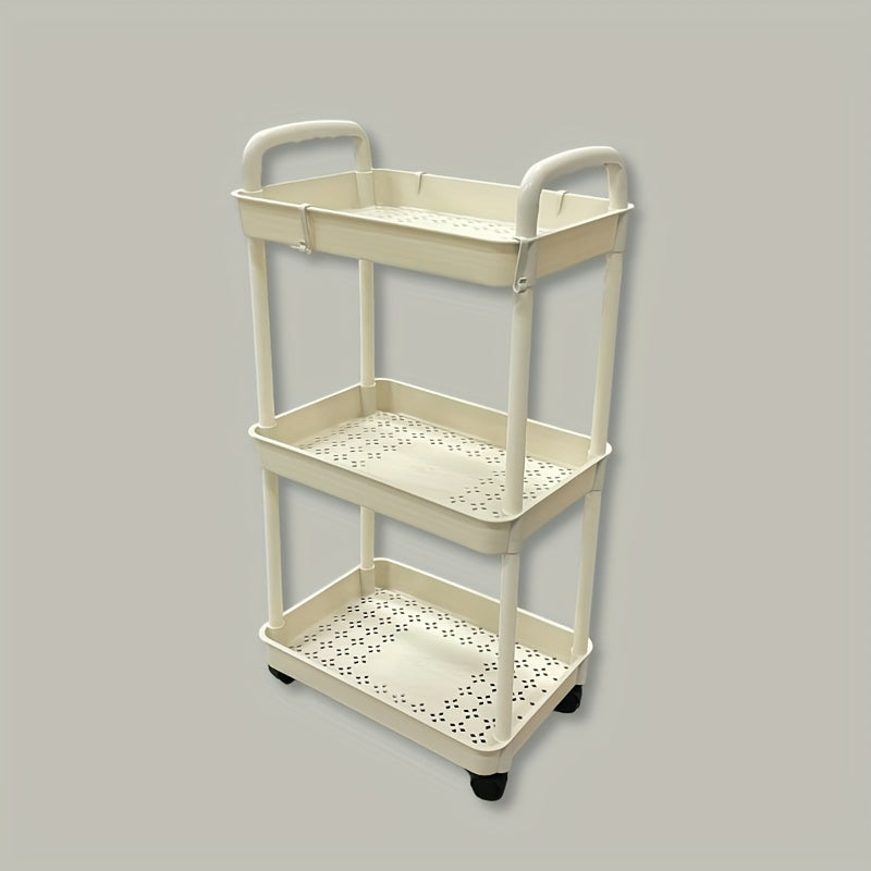 3-Tier Plastic Utility Cart with Wheels, Multi-Purpose Storage Rack