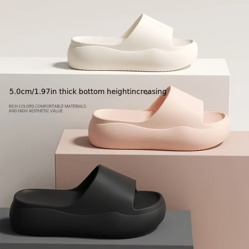 Women's EVA Slip-On Slippers with Thick Cushioned Soft Sole Indoor Outdoor White Pink