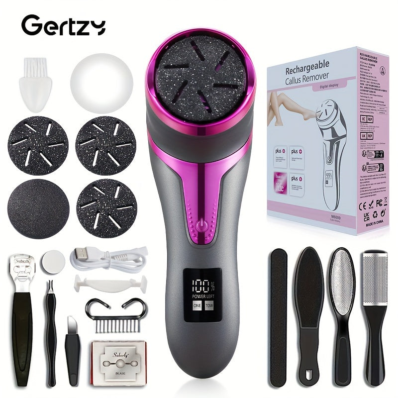 Rechargeable Electric Callus Remover with LCD Display USB Charging 2 Speeds Dead Skin Removal